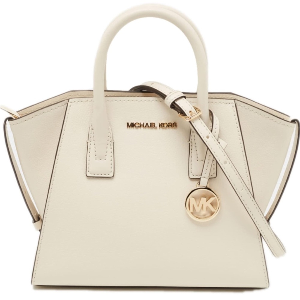 MICHAEL KORS
Avril Small Leather Top-Zip Satchel
COLOR: Light Cream 
NWT